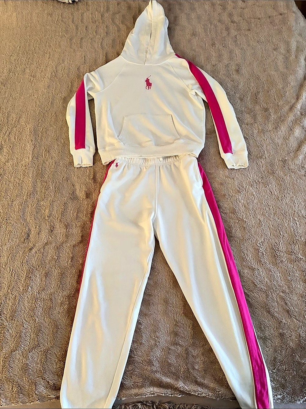 Polo Ralph Lauren Girls XL (16) White & Pink Track Set Like New